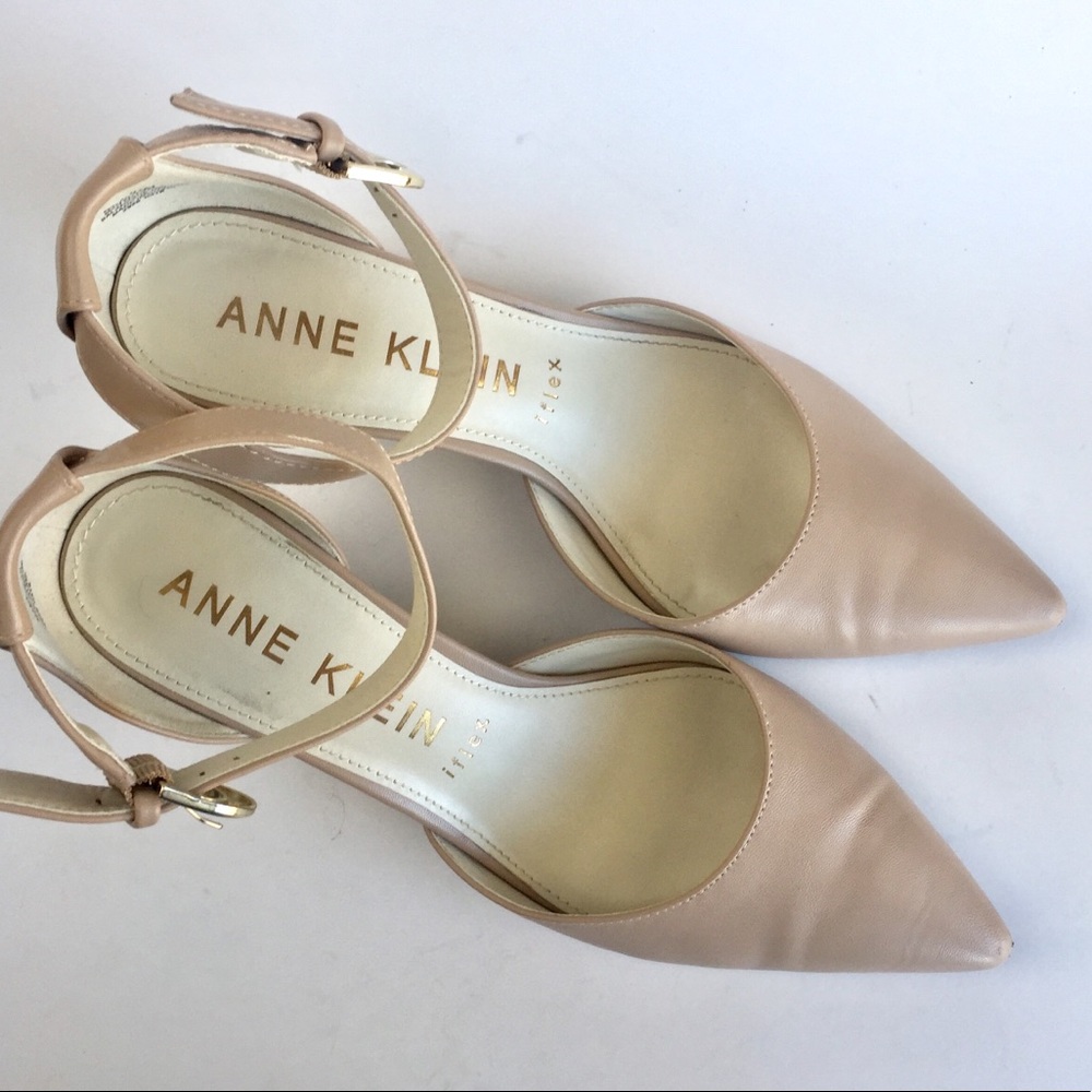 Ann Klein iFlex Nude D’Orsay w Ankle Strap Sz 9.5